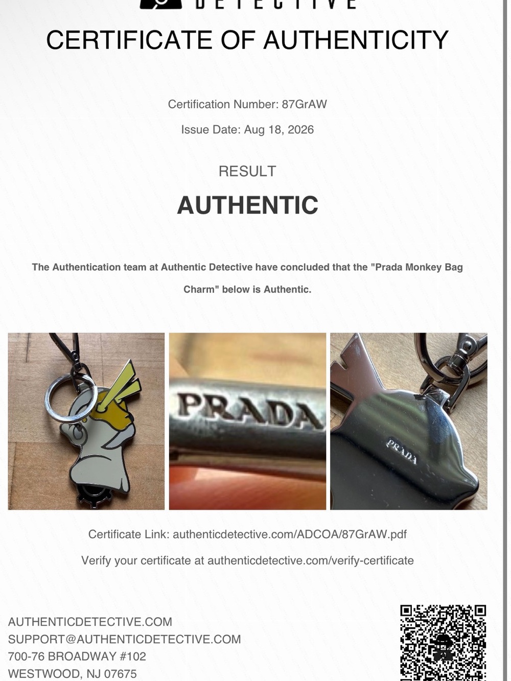 Prada Robot Monkey Bag Charm w Box & COA! - Picture 5 of 5